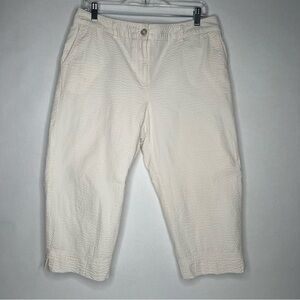George Gingham Check‎ Seersucker Perfect Stretch Capri Pants Cream White 12 Crop